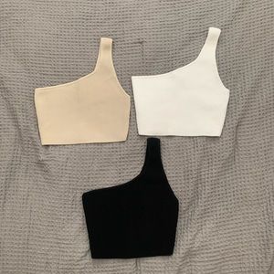 3 Pack Aritzia Sculp Knit One-Shoulder Cropped Tank Sweater, Size Small